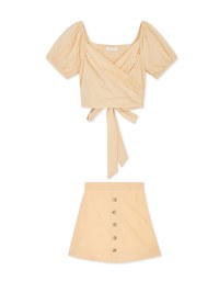 Ruched Wrap Top & Skirt Set Wear