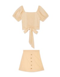Ruched Wrap Top & Skirt Set Wear