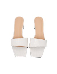 Embossed Square Toe Heeled Sandals