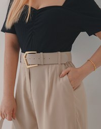 High Waisted Wrinkle-Free Belted Suit Wide Pants