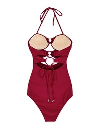 Tall Girl-2Way Hollow Out Bandeau One-Piece Bikini (Extended Length)