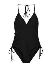 Tall Girl-Thin Strap Lace-Up Side One-Piece Bikini (Thick Padded & Extended Length)