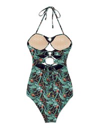 Tall Girl-2Way Printed Hollow Out Bandeau One-Piece Bikini (Extended Length)