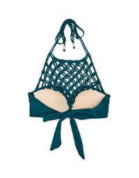 【PUSH UP】Bohemien Weave Braided Halter Bikini Top With Bra Padded
