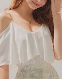 2Way Metallic Chain Ruffled Top