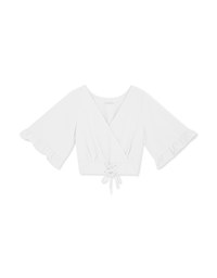 Ruffled-Hem Sleeves Crop Top