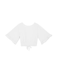 Ruffled-Hem Sleeves Crop Top