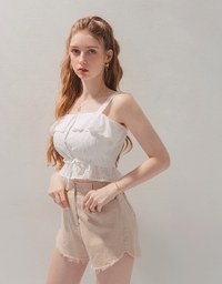 Carved Lace Ruffled Hem Tank Top