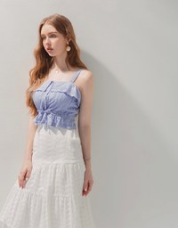 Carved Lace Ruffled Hem Tank Top