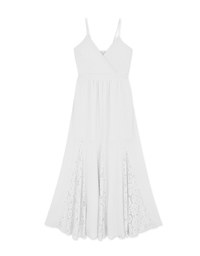 Celestial Thin Strap Lace Splice Maxi Dress (With Padding)