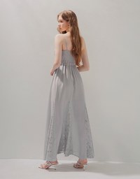 Celestial Thin Strap Lace Splice Maxi Dress (With Padding)