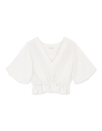 Pleated-Front Puffy Peplum Top