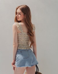 Ditsy Floral Smocked Ruffle Tank Top