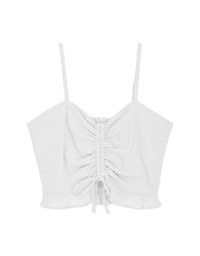 Ruched Swiss Dot Cami Crop Top