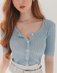 Simple Plain Buttoned Cardigan Crop Top