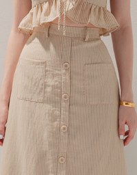 Striped Button-Front Skirt