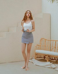 High Waisted Small Slit Skorts (With Belt)