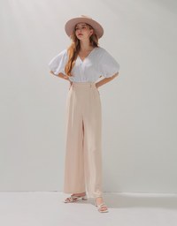 High-Waist Double-Breasted Trumpet Pants