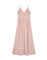 Lace Trim Chiffon Maxi Dress (With Non-Detachable Bra Pads)