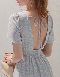 Feminine Printed Button-Front Midi Dress
