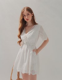 Broderie Anglaise Lace Trim Mini Dress