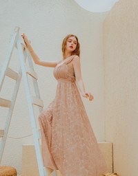 Celestial Hollow Embroidered Maxi Dress