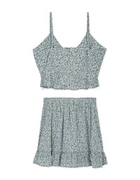 Ditsy Floral Knot-Front Cami Top & Ruffled Skirt Set Wear