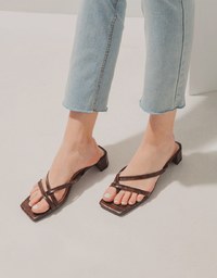 Croc-Print Toe-Loop Slip-On Sandals