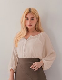 Sheer Buttoned Two Piece Style Top