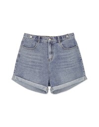 Tab-Sides Denim Jeans Shorts