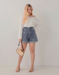 Tab-Sides Denim Jeans Shorts