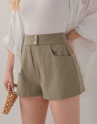 Casual High-Waist Double-Breasted Short