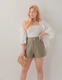 Casual High-Waist Double-Breasted Short