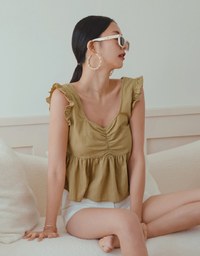 Sweet Sultry Lace-Up Back Ruffle Tank Top