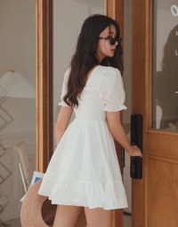Sweet Sultry Puff Sleeve Flare Mini Dress
