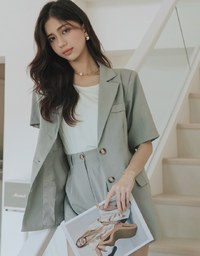 Edgy Smart Short-Sleeved Blazer (With Detachable Shoulder Pads)
