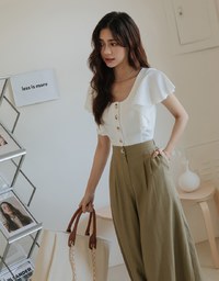 Frill Sleeves Hollowed-Back Jumpsuit