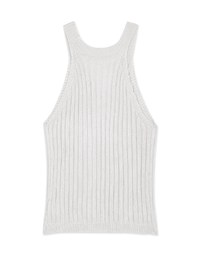 Halter Front-Buttoned Rib-Knit Top
