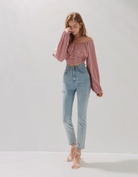 Minimal Chic 2Way Ruched Puffy Crop Top