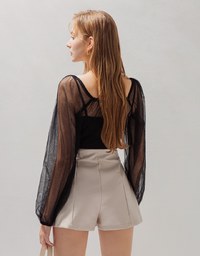 Sophisticated Mesh Buttoned Two-Piece Top (With Padding)
