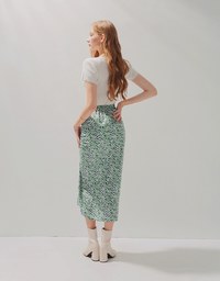 Voguish Printed Ruched Midi Skirt
