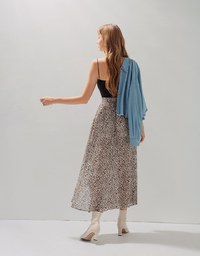 Iconic Asymmetrical Leopard Print Slit Midi Skirt