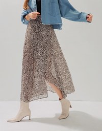 Iconic Asymmetrical Leopard Print Slit Midi Skirt