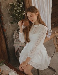 Elegant Floral Lace Mini Dress