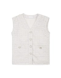 Dainty Tweed Frayed Crop Vest