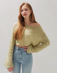 Refined Hollow Loose Knit Crop Top