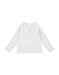 Textured Wrinkle-Free Collarless Blouse