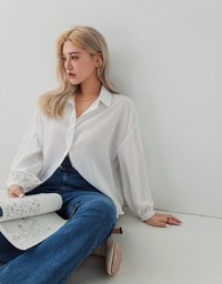 Minimal Simplicity Long Sleeve Oversized Blouse Shirt