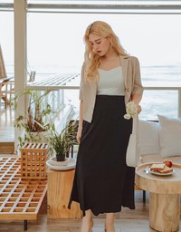 Knitted Slit A-Line Midi Skirt