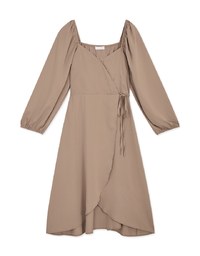 Asymmetrical Buttoned Side-Slit Midi Dress